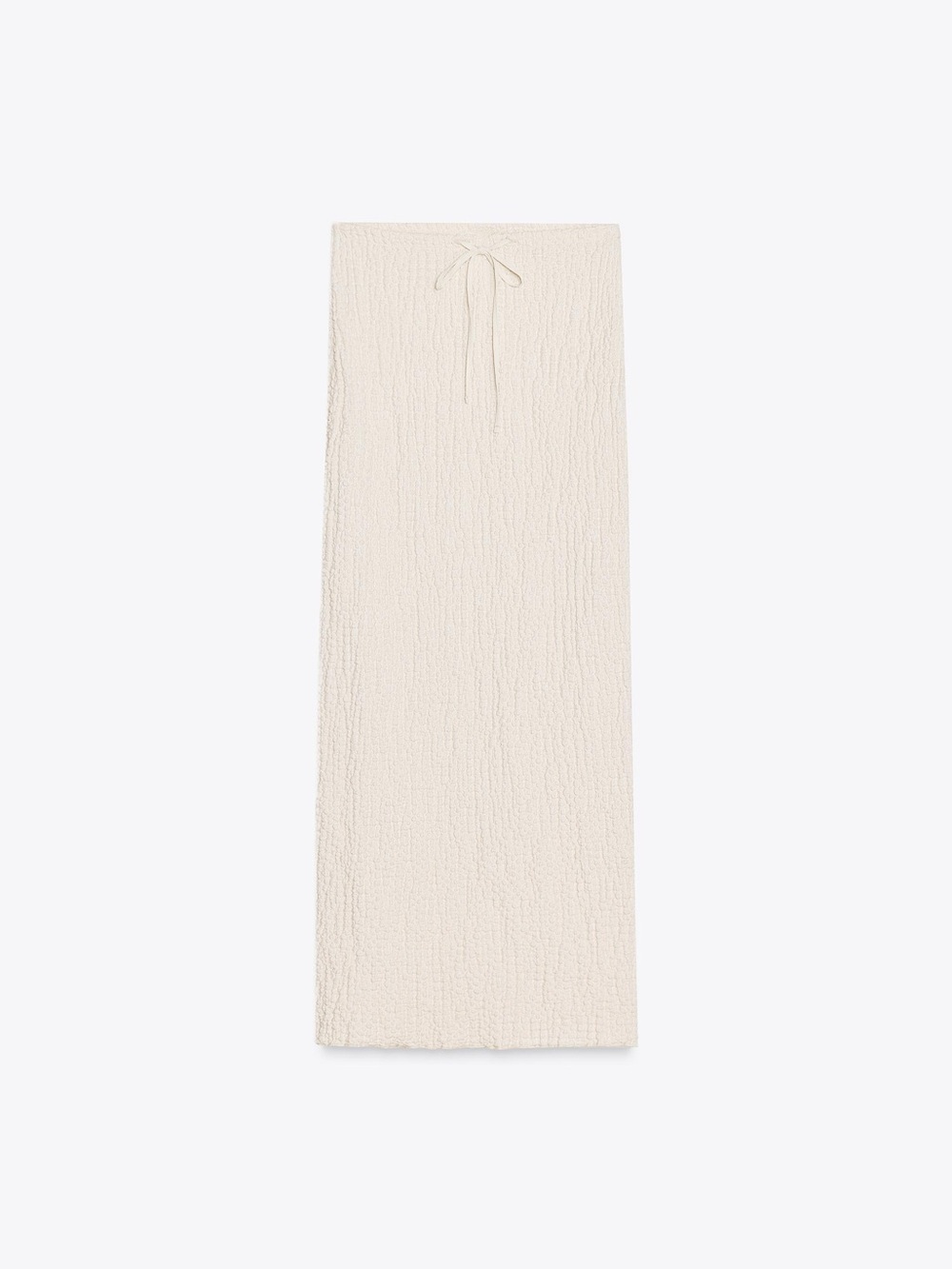 Zara Cream Textured Maxi Skirt with Drawstring